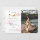 Twinkle Little Star Pinkフォトベビーシャワー 招待状 (正面)