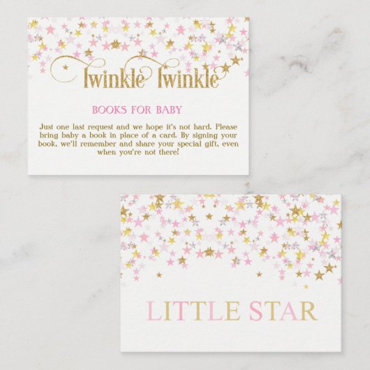 Twinkle Little Star Pink金ゴールドブックリクエストカード エンクロージャーカード (正面/裏面)