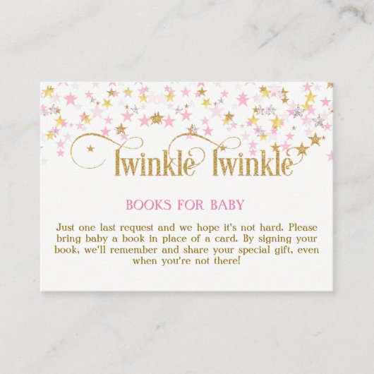 Twinkle Little Star Pink金ゴールドブックリクエストカード エンクロージャーカード (正面)