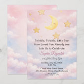 Twinkle Little Star Pink Baby Shower Invitation 招待状 (正面/裏面)