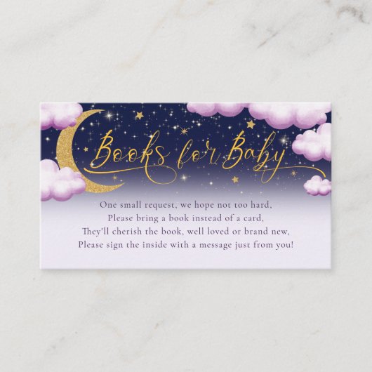 Twinkle Little Star Pink Girl Baby Shower Books エンクロージャーカード (正面)