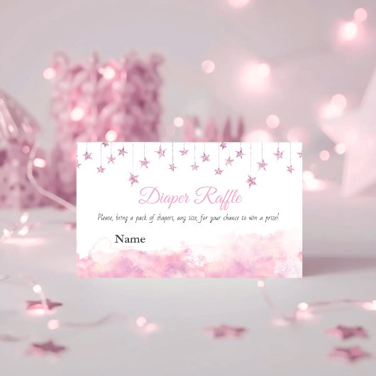 Twinkle Little Star Pink Girl Baby Shower Diaper エンクロージャーカード