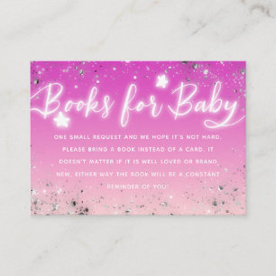 Twinkle Little Stars Pink Girl Shower Book Request エンクロージャーカード