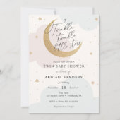 Twinkle Little Stars Twin Baby Shower 招待状 (正面)