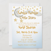 Twinkle Little Stars, twin baby shower 招待状 (正面)