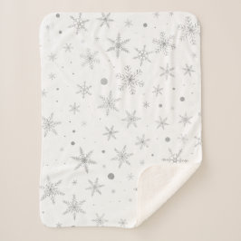 Twinkle Snowflake – シルバーグレー&ホワイト –  シェルパブランケット