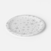 Twinkle Snowflake – シルバーグレー&ホワイト – ペーパープレート (アングル)