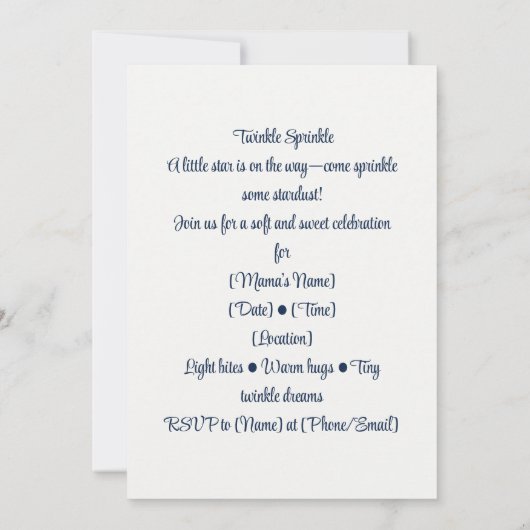Twinkle Sprinkle | 星空の夜 招待状 (裏面)