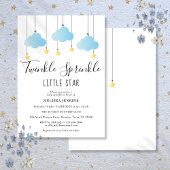 Twinkle Sprinkle Little Star Blue Boy Baby Shower 招待状