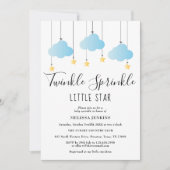 Twinkle Sprinkle Little Star Blue Boy Baby Shower 招待状 (正面)