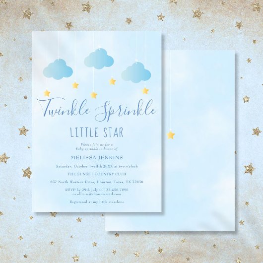 Twinkle Sprinkle Little Star Boy Blue赤ちゃんシャワー 招待状