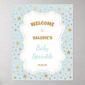 Twinkle Starブルー金ゴールド赤ちゃんシャワー歓迎サイン ポスター (正面)