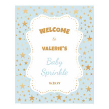 Twinkle Starブルー金ゴールド赤ちゃんシャワー歓迎サイン