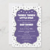 Twinkle Star Baby Shower Ultra violet招待状 招待状 (正面)