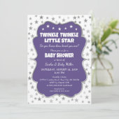 Twinkle Star Baby Shower Ultra violet招待状 招待状 (スタンド正面)