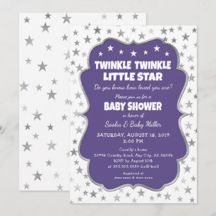 Twinkle Star Baby Shower Ultra violet招待状 招待状