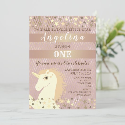 Twinkle Star Girl 1st Birthday 招待状 (スタンド正面)