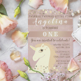 Twinkle Star Girl 1st Birthday 招待状