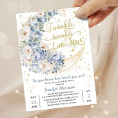 Twinkle Star Moon Baby Shower Boy Blue 招待状