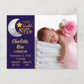 Twinkle Star Script写真誕生のお知らせ 案内ポストカード (正面)