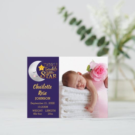 Twinkle Star Script写真誕生のお知らせ 案内ポストカード (スタンド正面)