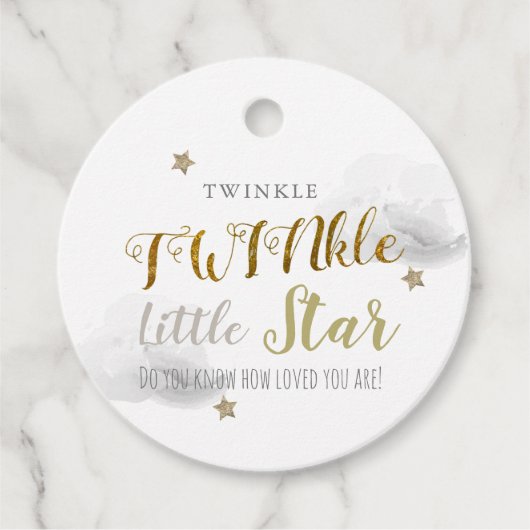 Twinkle Star Twin Baby Showerありがとうメッセージカード フェイバータグ (正面)