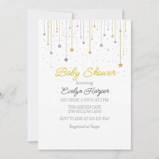 Twinkle stars Baby Shower Invitation 招待状 (正面)