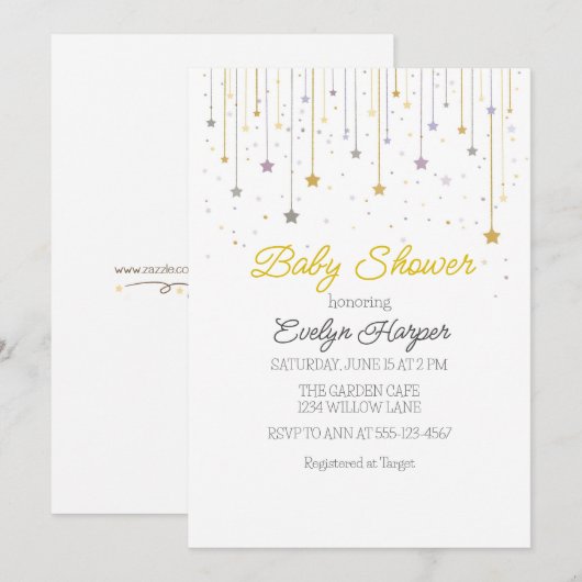 Twinkle stars Baby Shower Invitation 招待状 (正面/裏面)