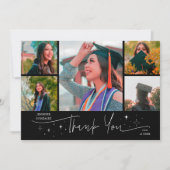 Twinkle Stars Black Grad Multi Photo Thank You 案内状 (正面)