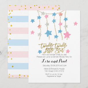 Twinkle Stars GirlまたはBoy Genderによる招待の公開 招待状