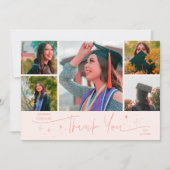 Twinkle Stars Peach Grad Multi Photo Thank You 案内状 (正面)