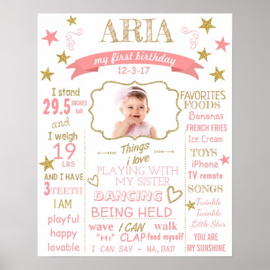 Twinkle Tiwnkle Little Star Birthday sign poster ポスター (正面)