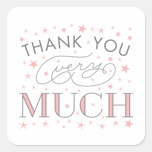 Twinkle Twinkleありがとう非常に多くのスターのステッカー スクエアシール (正面)