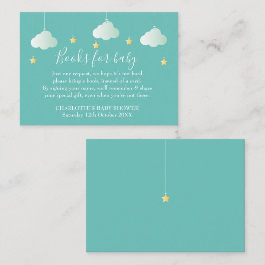 Twinkle Twinkleブックリクエスト赤ちゃんシャワー エンクロージャーカード (正面/裏面)
