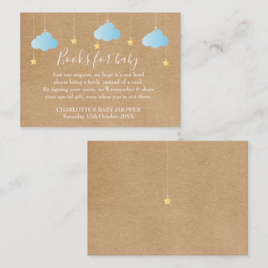 Twinkle Twinkleブックリクエスト赤ちゃんシャワー エンクロージャーカード (正面/裏面)