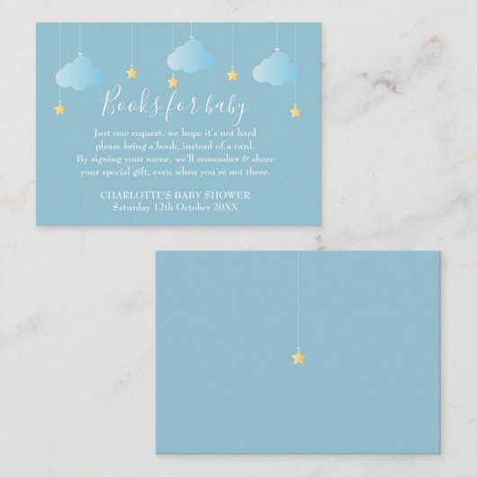 Twinkle Twinkleブックリクエスト赤ちゃんシャワー エンクロージャーカード (正面/裏面)