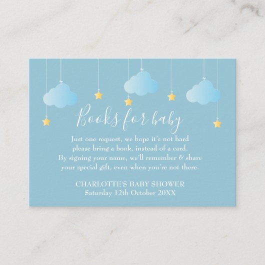 Twinkle Twinkleブックリクエスト赤ちゃんシャワー エンクロージャーカード (正面)