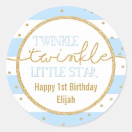 Twinkle Twinkleブルーと金ゴールド誕生日シール ラウンドシール