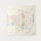 Twinkle Twinkleベビージェンダーがテディベアを明らかにする タペストリー (正面(横))