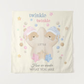 Twinkle Twinkleベビージェンダーがテディベアを明らかにする タペストリー (正面)