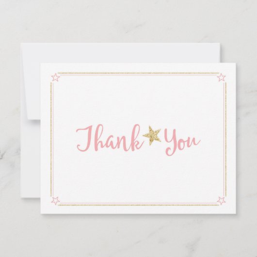 Twinkle Twinkleリトルスターピンク金ゴールドありがとう サンキューカード (正面)