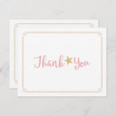 Twinkle Twinkleリトルスターピンク金ゴールドありがとう サンキューカード (正面/裏面)