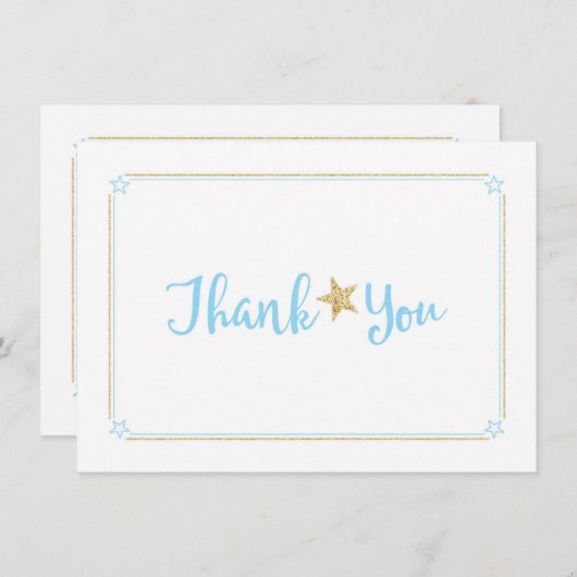 Twinkle Twinkleリトルスターブルー金ゴールドありがとう サンキューカード (正面/裏面)
