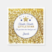 Twinkle twinkle小さな星のナプキンス海軍と金ゴールド スタンダードカクテルナプキン (正面)