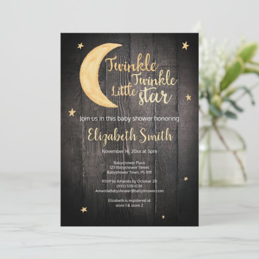 Twinkle Twinkle小さな星の水の色バビシャワー 招待状 (スタンド正面)