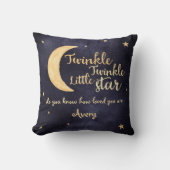 Twinkle Twinkle小さな星の水色カスタム クッション (正面)