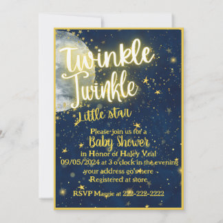 Twinkle Twinkle小さな星の赤ちゃんシャワーの招待 招待状