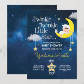Twinkle Twinkle小さな星の赤ちゃんシャワーの招待 招待状 (正面/裏面)