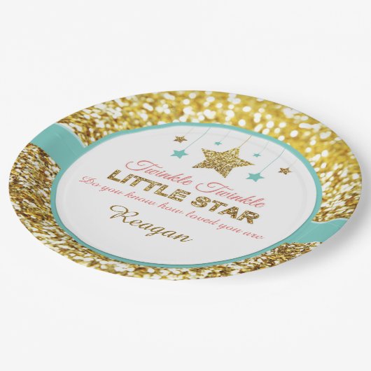 Twinkle Twinkle小さな星の赤ちゃんシャワープレート ペーパープレート (アングル)