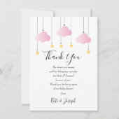 Twinkle Twinkle赤ちゃん女の子シャワーありがとう詩 サンキューカード (正面)